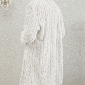 Elegant White Cable Knit Sweater